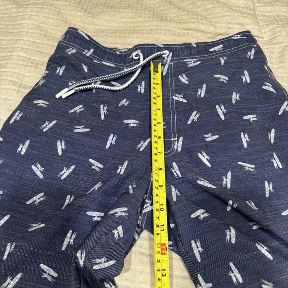 Johnnie-O Swim Trunks Mens Small Navy Blue AOP Logo Lined Bathing Suit - Picture 7 of 10